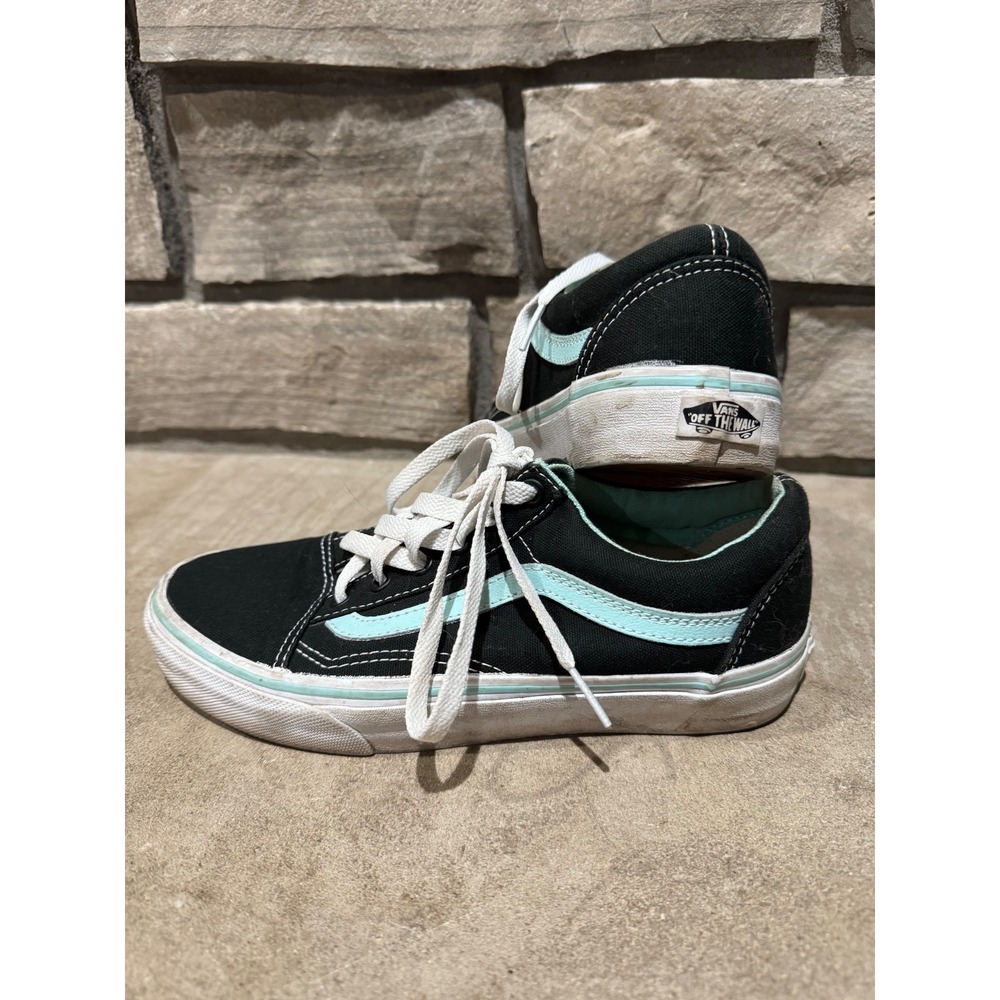 Vans Old Skool Black Mint Green Low Top Skate Shoes Mens 5.5 Womens 7